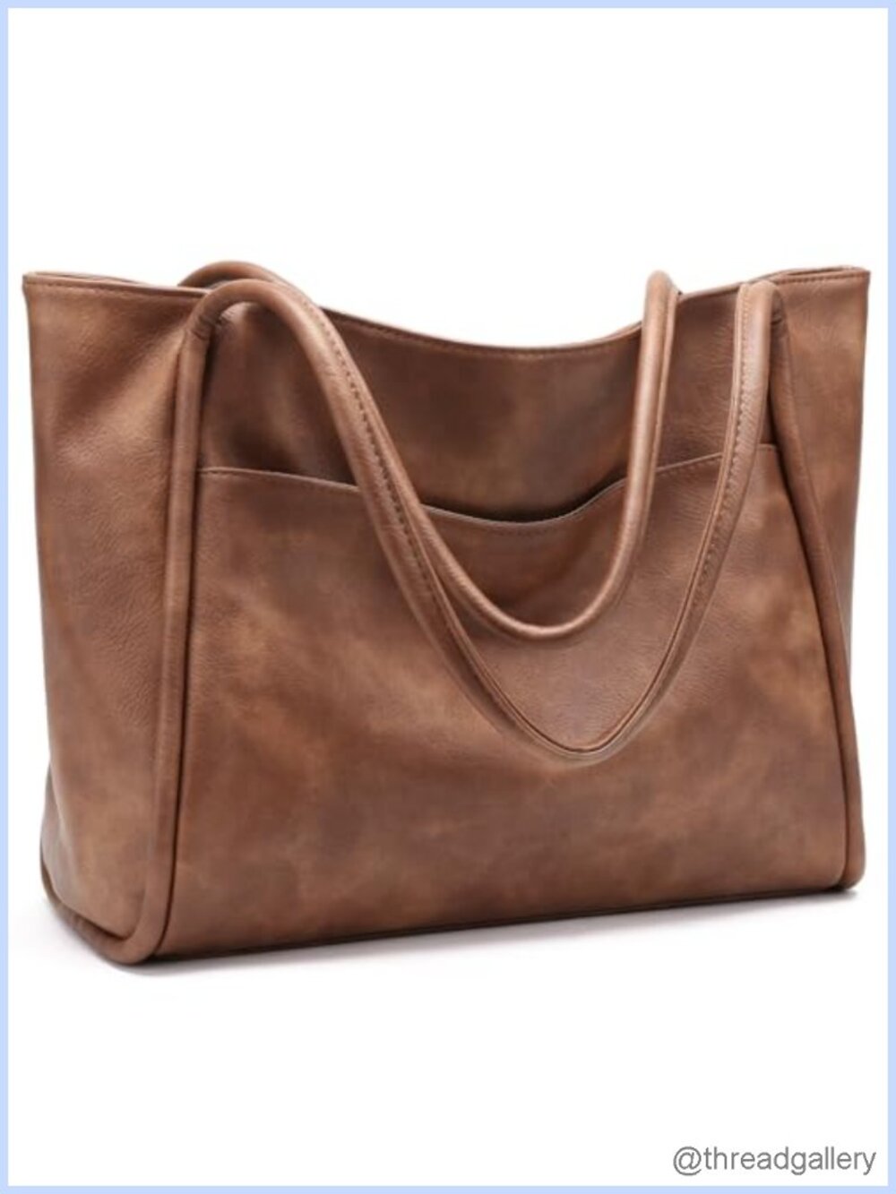 Vegan Leather Tote Bag Zip Shoulder Travel Purse